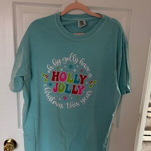 Boutique Christmas Tee: "Oh by golly have a HOLLY JOLLY Christmas this year"